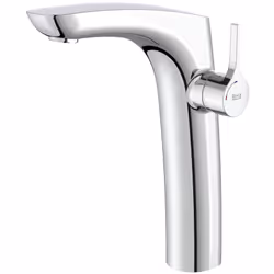 Mezclador monomando para lavabo con caño alto, cuerpo liso y enlaces de alimentación flexibles. Incluye desagüe click-clack. ...