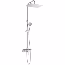 Columna de ducha monomando con repisa adaptable con altura regulable de 875 a 1275mm y brazo de ducha orientable de la serie ...