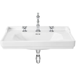 Lavabo carmen mural ou sur colonne (en option) - 800 x 500 mm - blanc brillant - 3 trous de robinetterie Roca