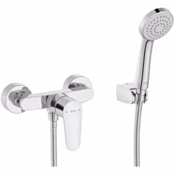 Mezclador monomando exterior para ducha con ducha de mano VICTORIA PLUS de Roca Sanitarios. Flexible de 1,50 m. Soporte de du ...