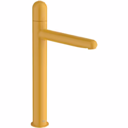 Mezclador monomando de cuerpo liso y caño alto con maneta Dome para lavabo. Incluye enlaces de alimentación flexibles. Apertu ...