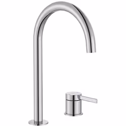 Mezclador de cuerpo liso para lavabo con maneta de repisa, aireador y enlaces de alimentación flexible. Incluye válvula click ...