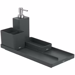 Bandeja para lavabo o mueble de baño. No incluye los productos compatibles dosificador de encimera, contenedor y vaso de enci ...