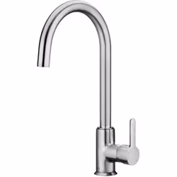 Mezclador monomando para cocina con caño giratorio y enlaces de alimentación flexibles. Apertura en agua fría. Platino cepill ...