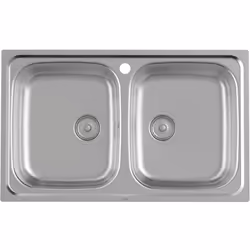 Fregadero de 2 cubetas de 80cm de Acero Inoxidable de la serie VICTORIA fabricado por Roca Sanitarios . Incluye válvula 3½” y ...