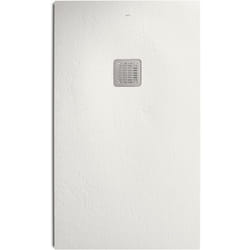 Receveur de douche polo+ résine Stonex antidérapant et découpable - Avec grille - Blanc mat 80x80cm - Roca
