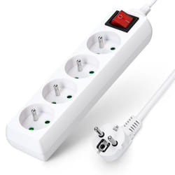 Aigostar - MULTIPRISE 4 PRISES avec interrupteur. Câble 5 mètres sécurité enfants. Prises standards françaises 16A - 250V 2P+T