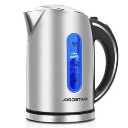 Bouilloire électrique Aigostar King - 1.7L 2200W acier inoxydable poli sans BPA illumination LED bleue