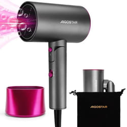 Aigostar Diane - Sèche-cheveux idéal voyages et gym. 1800W 2 vitesses 3 températures + air froid. Manche pliable double voltage.