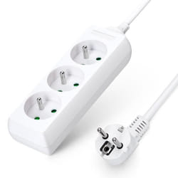 Aigostar - Multiprise 3 prises 16A 2P+T. Câble rallonge 3m sécurité enfant.