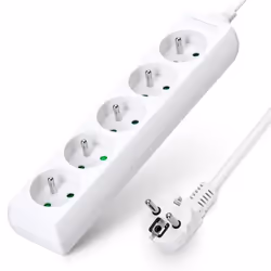 Aigostar - Multiprise 5 prises 16A 2P+T. Câble rallonge 3m sécurité enfant.