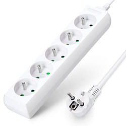 Aigostar - Multiprise 5 prises 16A 2P+T. Câble rallonge 3m sécurité enfant.