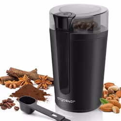 Aigostar Natural - Moulin à café épices céréales et graines 0% BPA. 200W capacité de 60g. Lames anti-usure. Design exclusif.