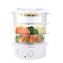 Aigostar 30CFO cuiseur vapeur 3 Nombre de paniers Pose libre 800 W Transparent, Blanc