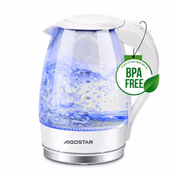 Bouilloire électrique en cristal sans BPA Aigostar Eve - 1.7L 2200W illumination LED bleue