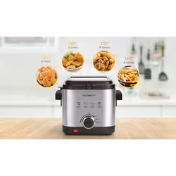 Aigostar 30IZD friteuse Unique 1,5 L Autonome 1000 W Noir, Acier inoxydable