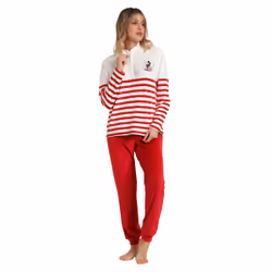 Pyjama rayé à manches longues pour femme Disney King Mickey - M