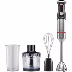 SOLAC ProChef 1200 - Mixeur plongeant + accessoires 1200 W - Fonction Turbo - Lame et pied en acier inoxydable - Gris, noir et r