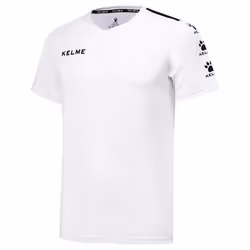 T-shirt de football KELME Lince pour enfant - Blanc et noir - Manches courtes - Respirant