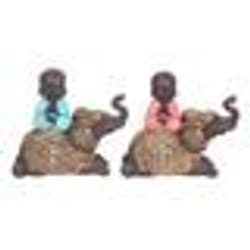 Figurine décorative - NO NAME - Bouddha Sur Éléphant 2U - Résine - Multicolore - 135 cm