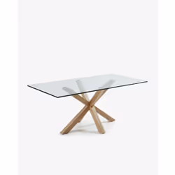 Kave Home Argo, Forme rectangulaire, Table extensible, Transparent, Verre trempé, Maison, 4 pieds