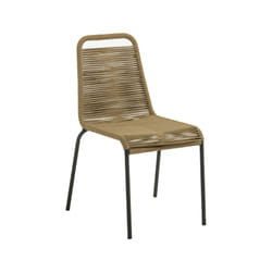 Kave Home Lambton chaise d'extérieur Siège respirant Dossier en mesh Acier galvanisé, Polyester, Polypropylène (PP) Noir, Marron