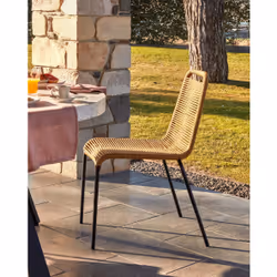 Kave Home Lambton chaise d'extérieur Siège respirant Dossier en mesh Acier galvanisé, Polyester, Polypropylène (PP) Noir, Marron