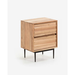 Kave Home Delsie Table de chevet 2 tiroir(s) Noir, Bois