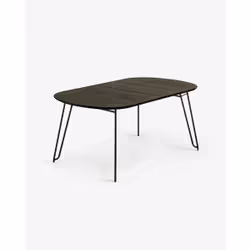 Kave Home Milian, Forme ovale, Table extensible, Noir, Panneaux MDF, Maison, 4 pieds