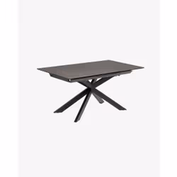 Kave Home Atminda, Forme rectangulaire, Table extensible, Noir, Vitrocéramique, Maison, 4 pieds