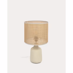 Kave Home Erna, Beige, Naturel, Bambou, Vitrocéramique, Métal, Salon, Style rustique, IP20, II