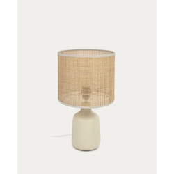 Kave Home Erna lampe de table E27 Beige, Naturel
