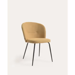 Kave Home Anoha, Chaise avec assise rembourrée, mousse, Métal, Contre-plaqué, Polyester, Beige, Dossier rembourré, mousse, Mé ...