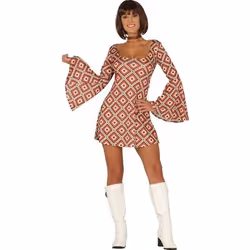 Déguisement robe année 70 femme - Disco - Orange - Polyester - NO NAME