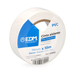 EDM - Ruban Isolant Blanc Haute Qualité - 10m x 19mm - pvc Épais 0.15mm - Protection Électrique Professionnelle