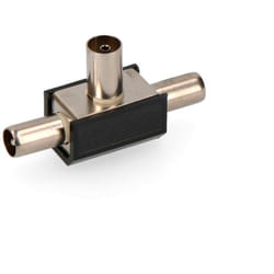 Connecteur tv Raccord 1 Femelle + 2 Mâles - Métal Noir - Compact 9,5 mm EDM