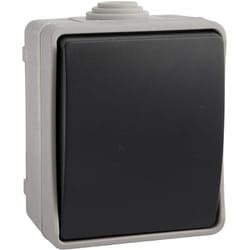 Poussoir Étanche IP44 10A 250V - Interrupteur Gris en Polypropylène - Dimensions 65 x 80 x 55 mm EDM