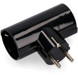 Double fiche mâle noire blister en bakélite avec terre 16a 250v EDM