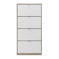 Meuble a chaussures - 4 Portes - Chene et blanc