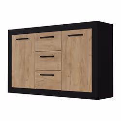 Buffet 147 cm longueur fabriqué en mélamine chene rustique et noire de 16mm. Grand capacité de rangement grâce a ses 2 portes ...