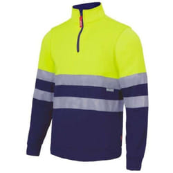 Sweat col zippé bicolore haute visibilité Velilla Jaune / Marine s