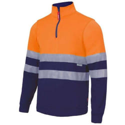 Sweat col zippé bicolore haute visibilité Velilla Orange / Navy m