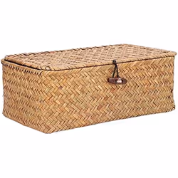 uutaoumee Panier rectangulaire en jonc de mer naturel paniers de rangement en jonc de mer naturel portable exquis