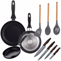 Ensemble de poêles à frire San Ignacio, en aluminium embouti, avec revêtement extérieur noir, résistant aux hautes températur ...
