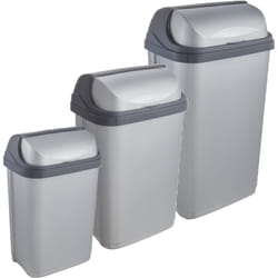 Keeeper - Pack de 3 poubelles Rasmus 10/25/50 litres avec couvercle coulissant en argent
