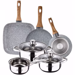 Ensemble d'ustensiles de cuisine de 5 pièces, composé de 1PC casserole sans couvercle Ø16X7.5CM 1.5L / 1PC casserole avec cou ...