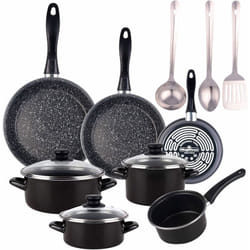 Magefesa - Batterie de cuisine 10 pièces : 1 casserole 16 cm, 2 casseroles 16 cm et 20 cm avec couvercle et casserole 14 cm sans couvercle plus 3