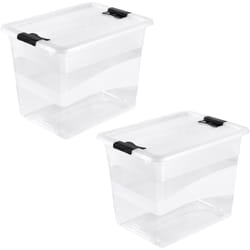 2x Cube de stockage avec couvercle, plastique, transparent, 24 l