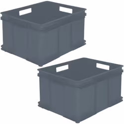 Keeeper EUROBOX LOT DE 2 GANGEMENT XXL BUCUNES EN ÉCOLIQUE PLASTIQUE (PP) 52 x 43 x 28 cm 54 l gris, 52x43x28 ??cm C / U