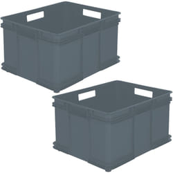 Keeeper - Eurobox Lot de 2 boîtes de Rangement xxl en Plastique écologique (pp) 52 x 43 x 28 cm 54 l Gris, 52x43x28 cm c/u